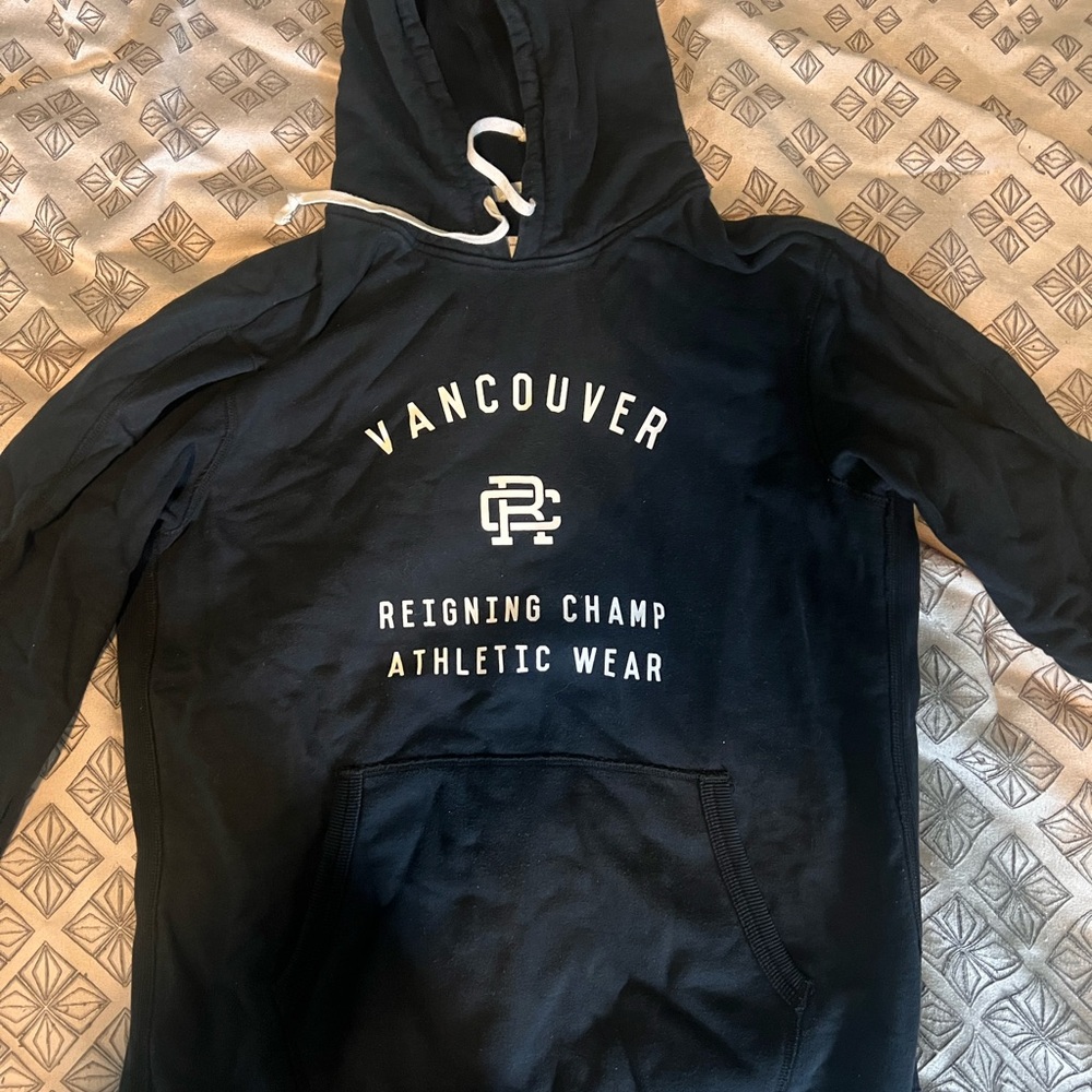 Reigning Champ VANCOUVER Black Hoodie with Cream Drawcords